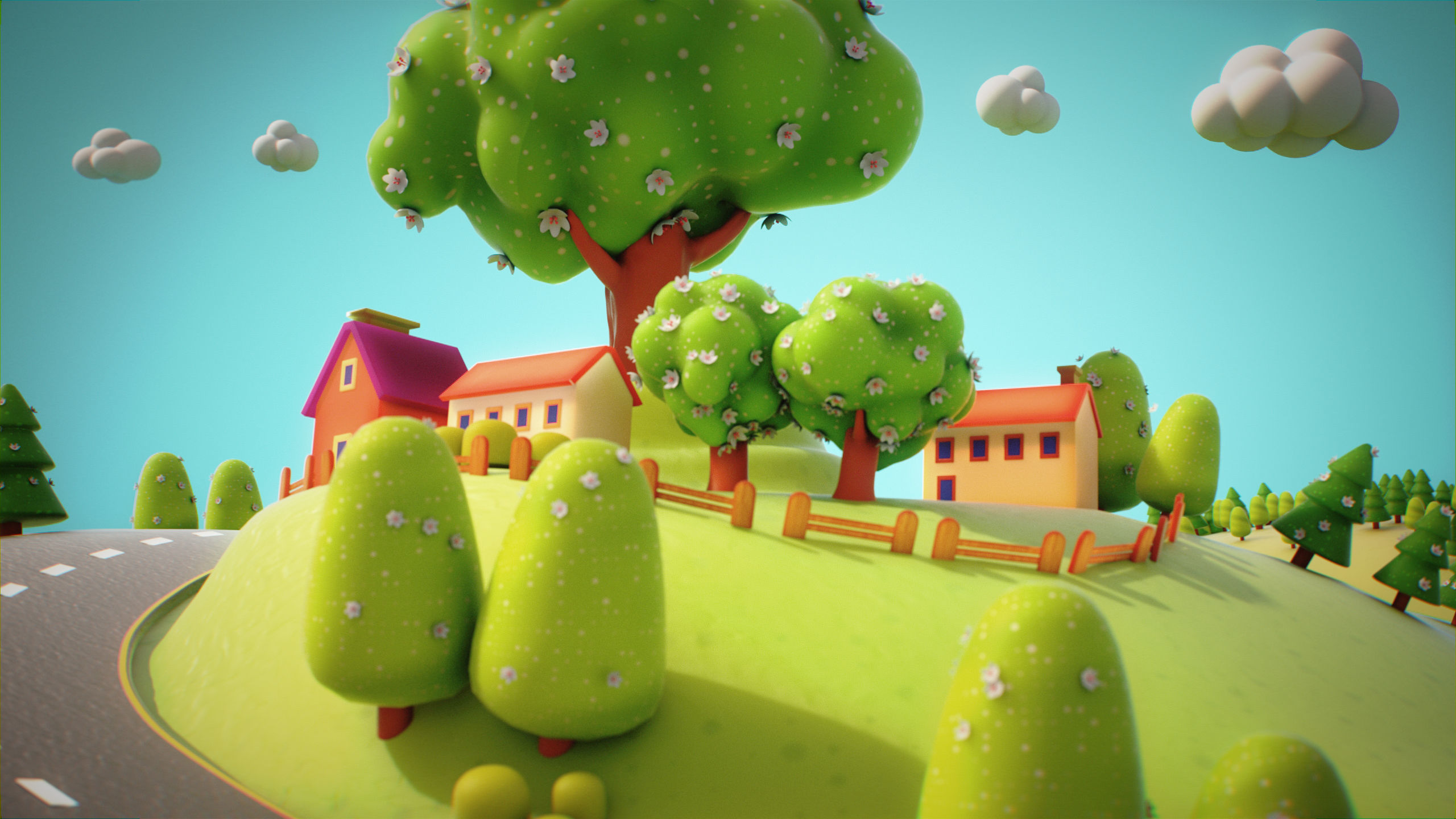 Fantasy Cartoon village 3D model 3D model_4