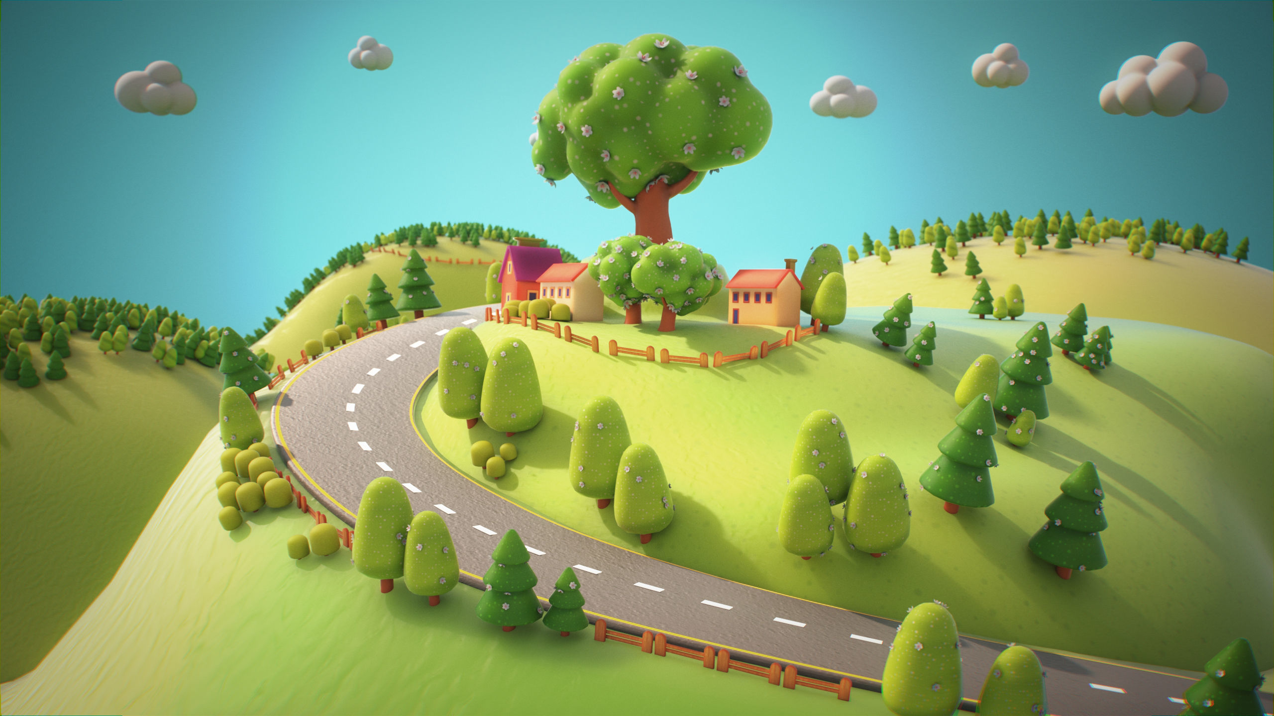 Fantasy Cartoon village 3D model 3D model_3