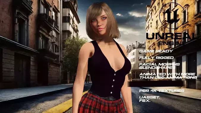 Casual girl full rigged - game ready - animated