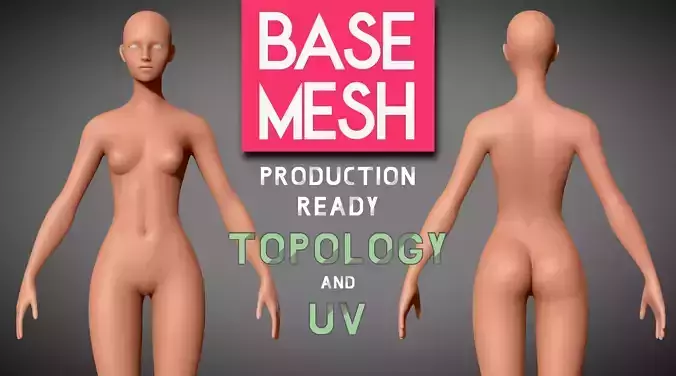 Base Mesh - Female Character - with Retopology and UV Mapping