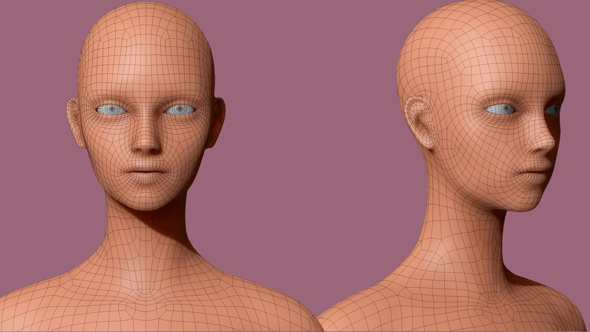 Base Mesh - Female Character - with Retopology and UV Mapping Low-poly 3D model_4