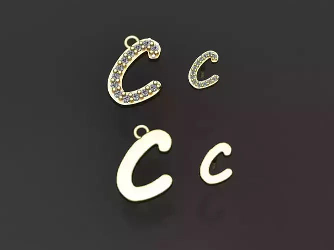 Letter C necklace and earrings 3D print model 3D print model