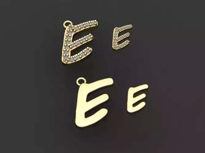Letter E necklace and earrings 3D print model 3D print model
