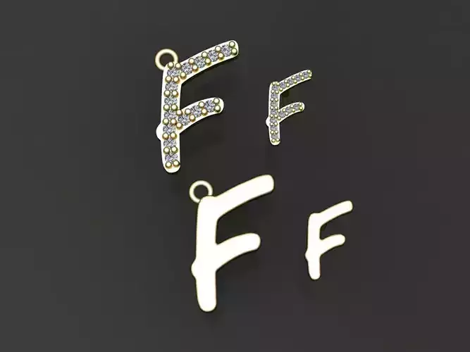 Letter F necklace and earrings 3D print model 3D print model