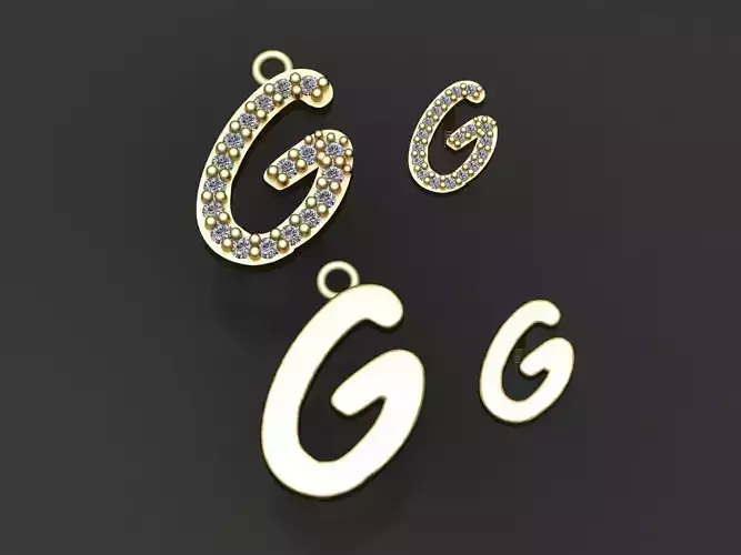 Letter G necklace and earrings 3D print model 3D print model