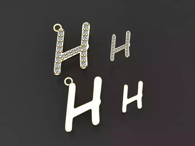 Letter H necklace and earrings 3D print model 3D print model