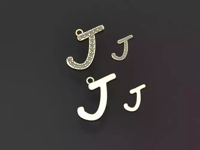 Letter J necklace and earrings 3D print model 3D print model