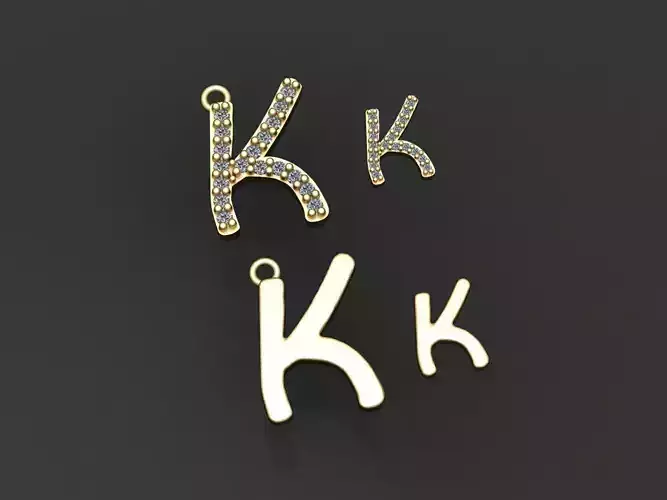 Letter K necklace and earrings 3D print model 3D print model