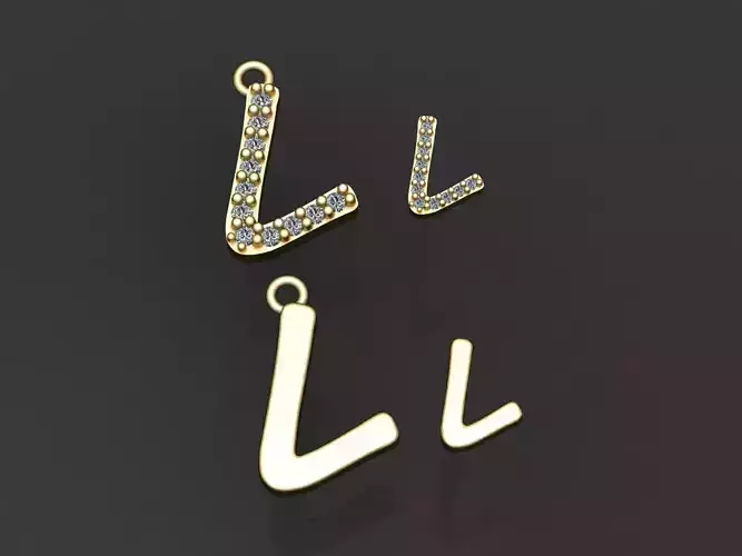 Letter L necklace and earrings 3D print model 3D print model