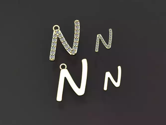 Letter N necklace and earrings 3D print model 3D print model