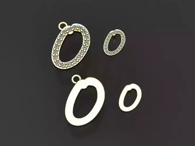 Letter O necklace and earrings 3D print model 3D print model