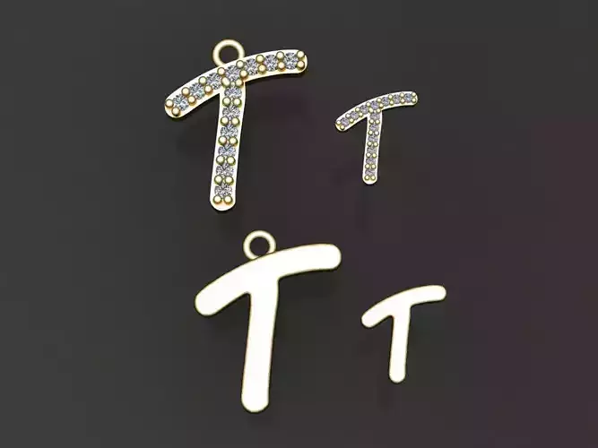Letter T necklace and earrings 3D print model 3D print model