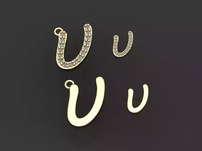 Letter U necklace and earrings 3D print model 3D print model