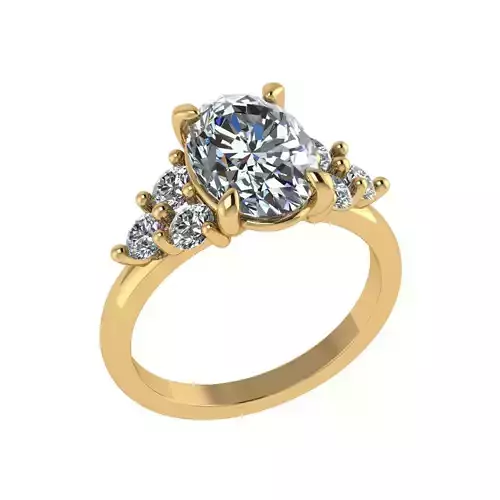 Oval and round multi stone diamond ring
