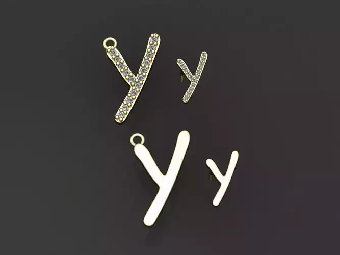 Letter Y necklace and earrings 3D print model 3D print model