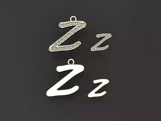 Letter Z necklace and earrings 3D print model 3D print model