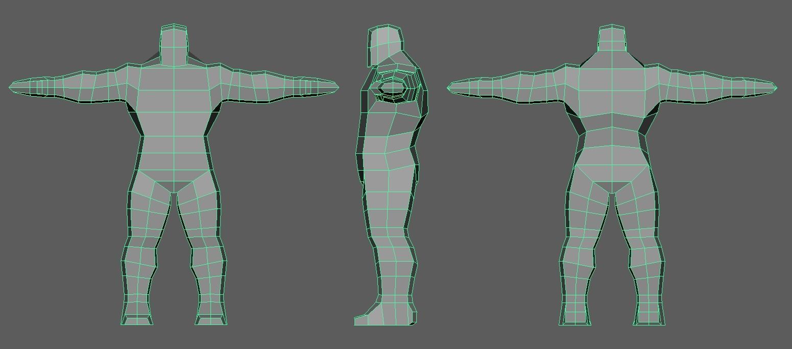 Low-Poly Buff Male Body Free low-poly 3D model_1