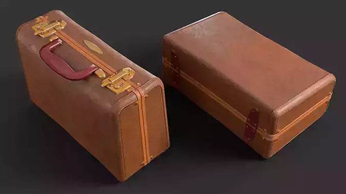 Vintage Suitcases Retro Valise Low-poly 3D model