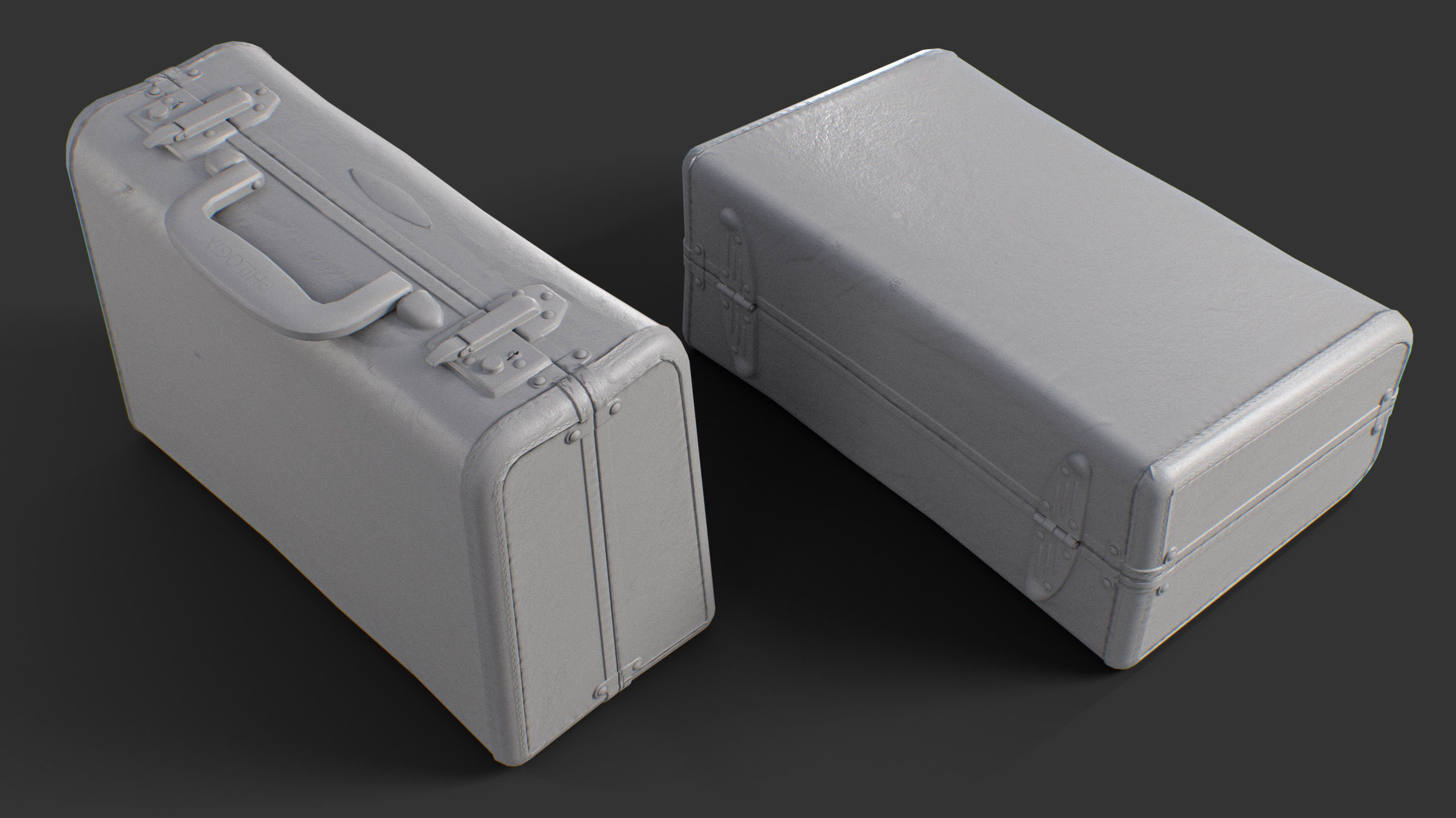 Vintage Suitcases Retro Valise Low-poly 3D model_1