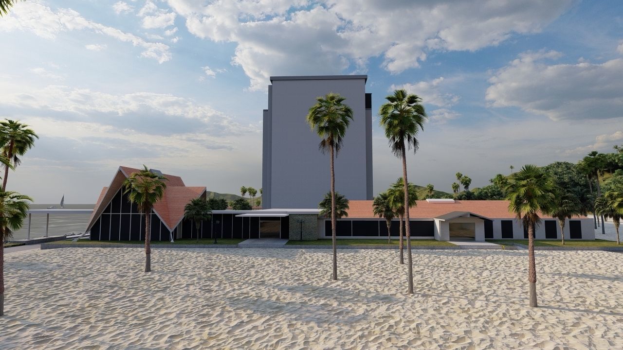 Hotel Beach 3D model_7