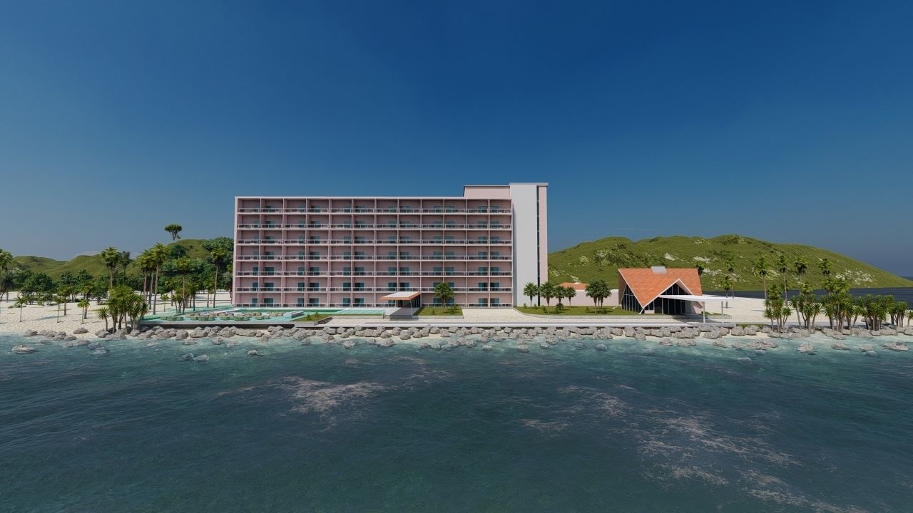 Hotel Beach 3D model_2