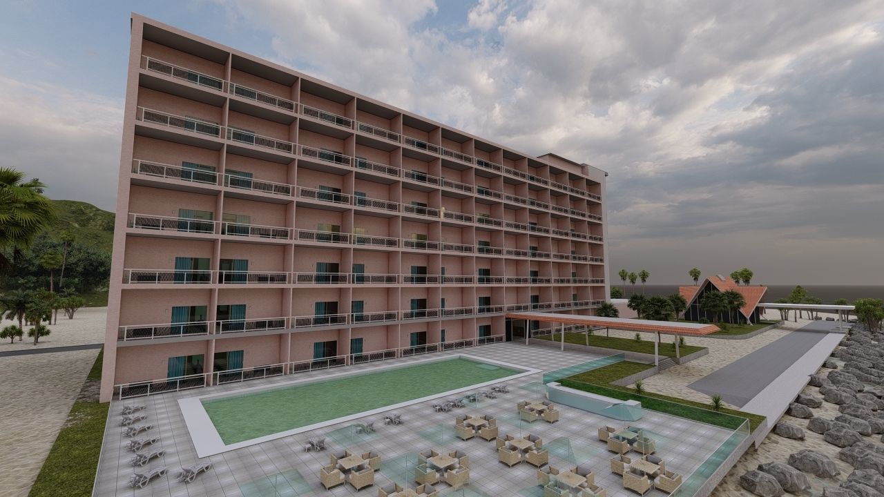Hotel Beach 3D model_4