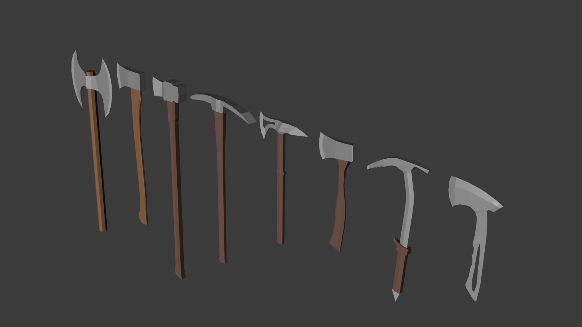 Axe Pack Low-poly 3D model_4