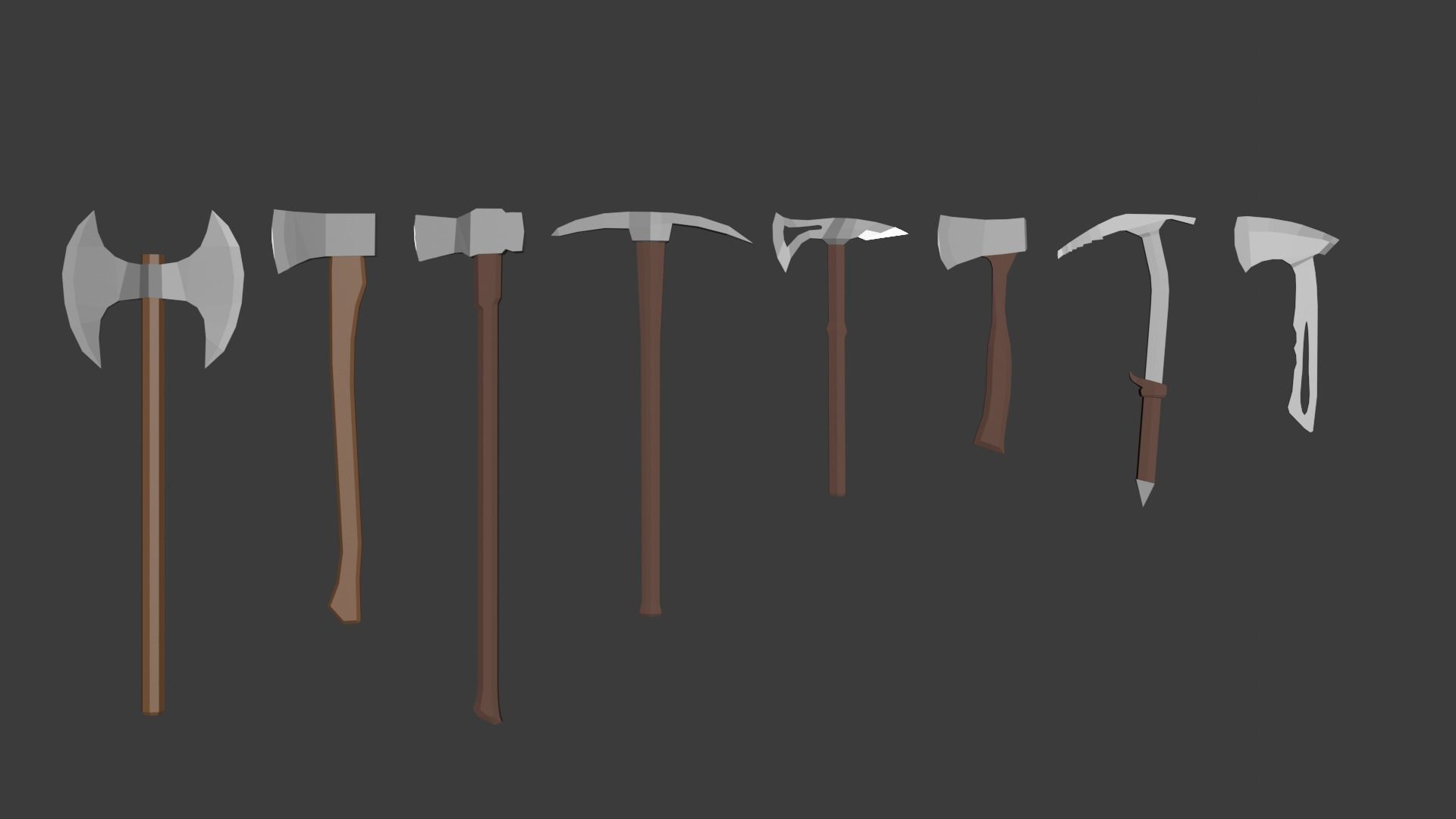 Axe Pack Low-poly 3D model_2