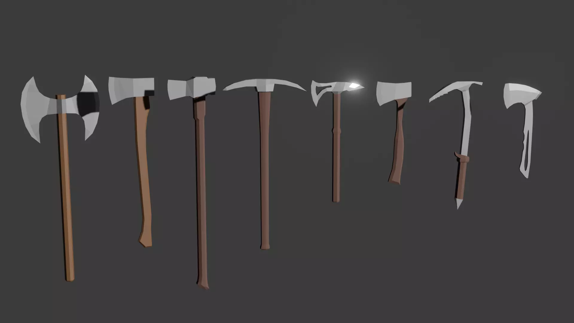 Axe Pack Low-poly 3D model_0