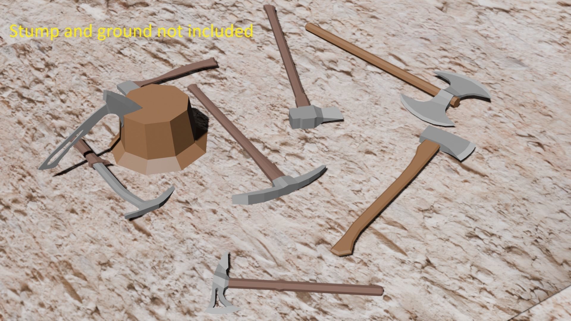 Axe Pack Low-poly 3D model_3