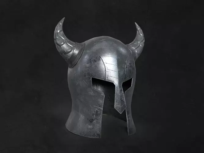 Helmet medieval armor viking lowpoly game asset Low-poly 3D model_0