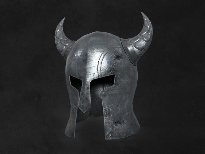 Helmet medieval armor viking lowpoly game asset Low-poly 3D model_1