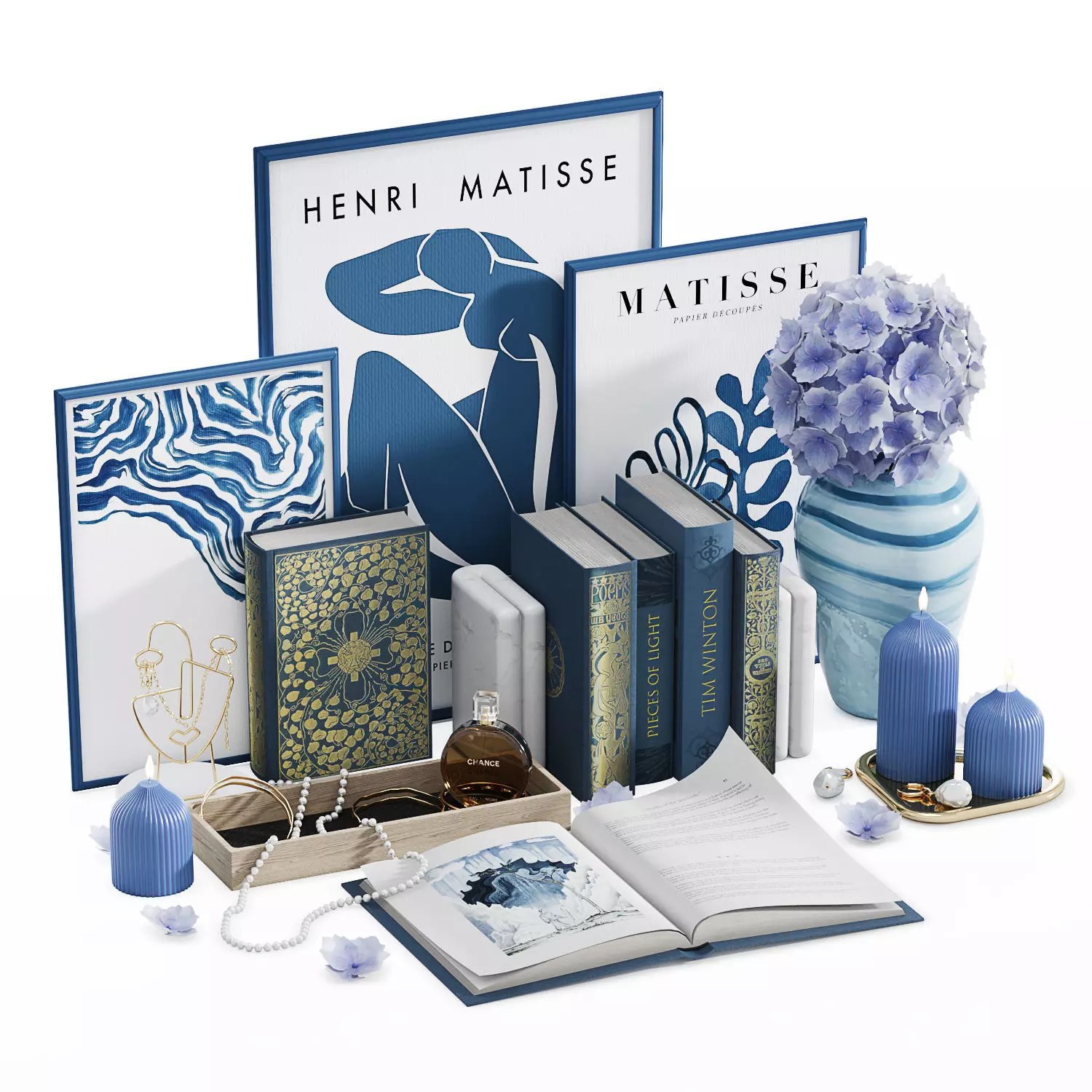 Blue decorative set 3D model