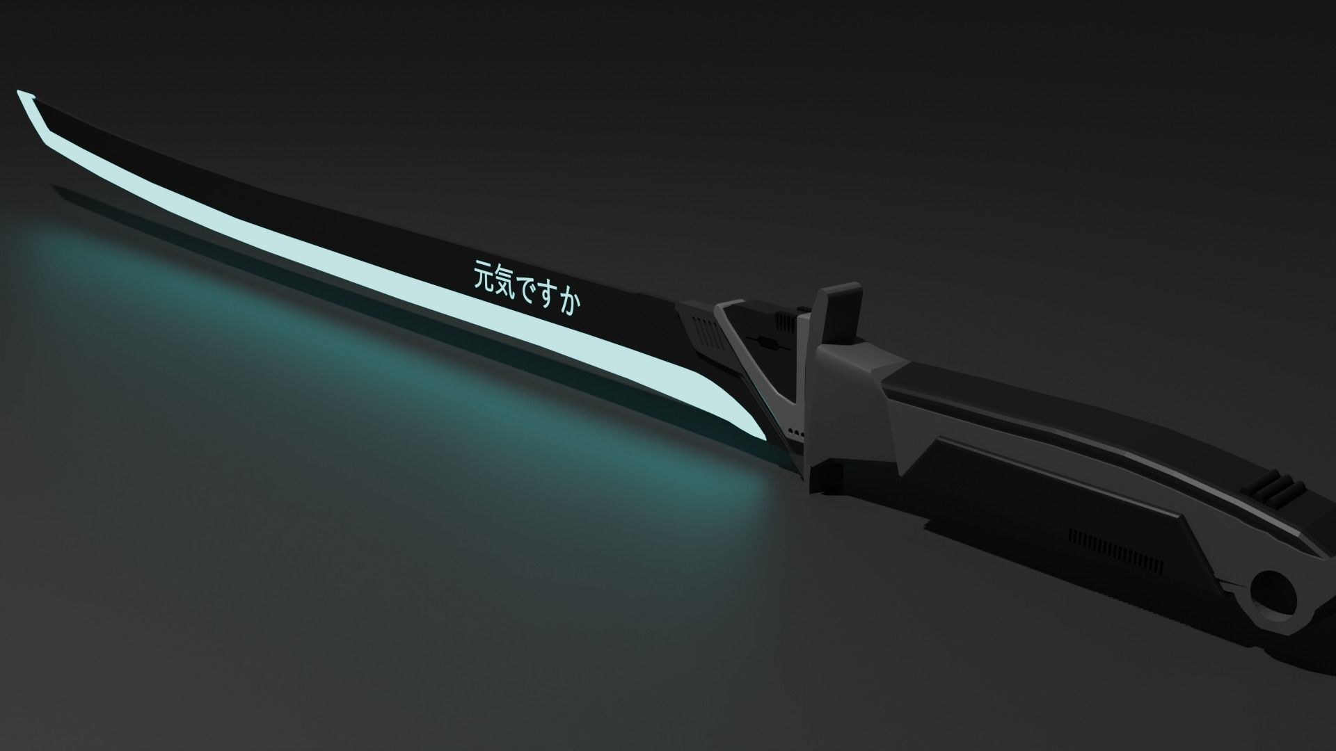 Futuristic cyberpunk style Katana Low-poly 3D model_1