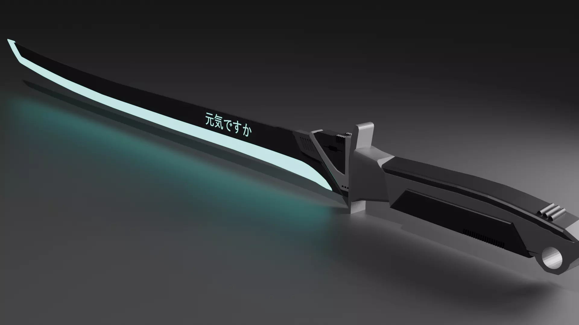 Futuristic cyberpunk style Katana Low-poly 3D model_0