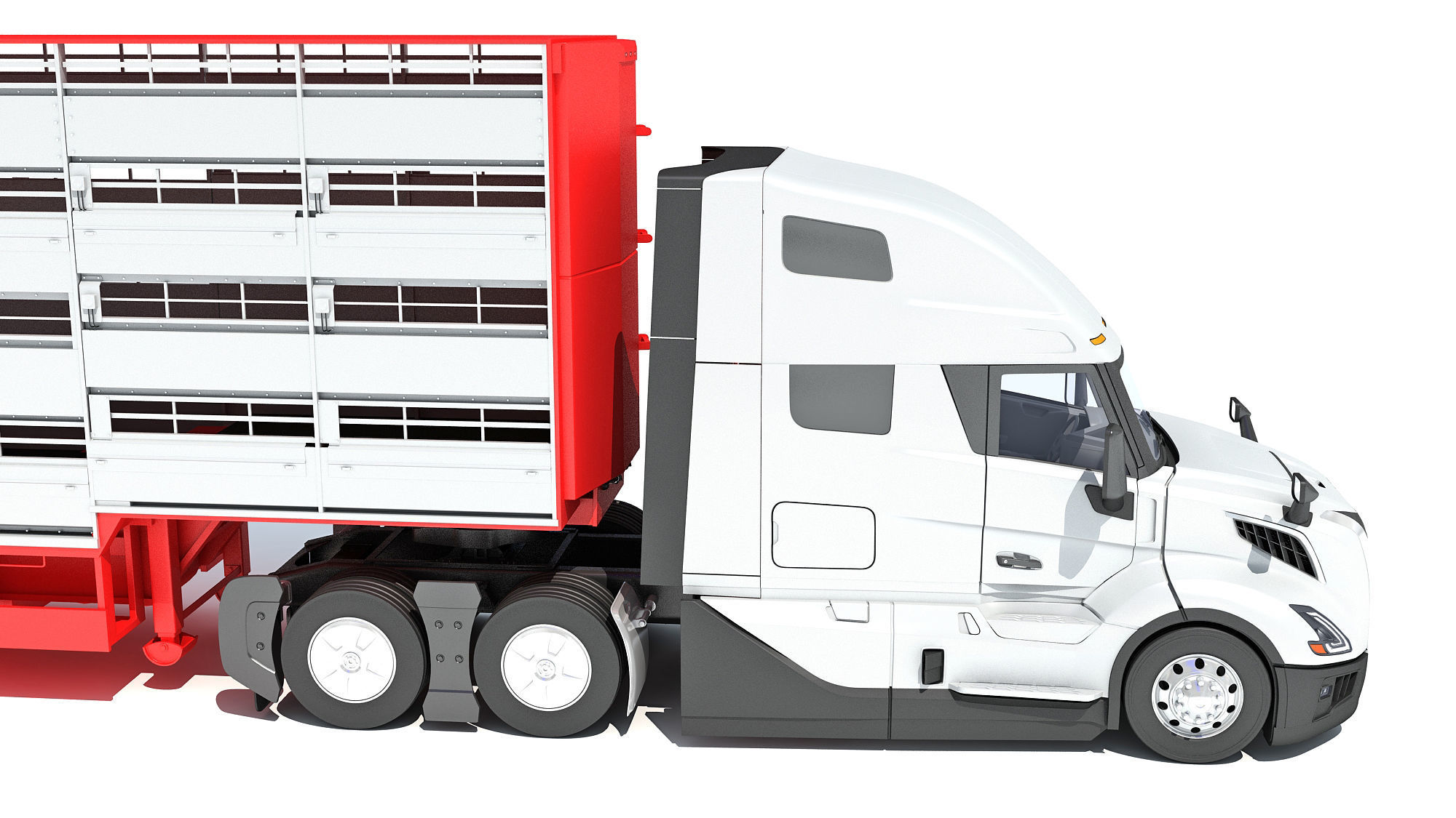 2014 Animal Transporter Semi Truck and Trailer 3D model_14