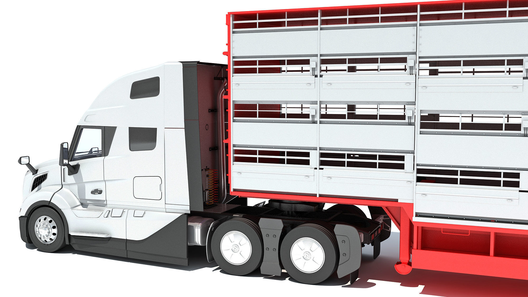 2014 Animal Transporter Semi Truck and Trailer 3D model_13