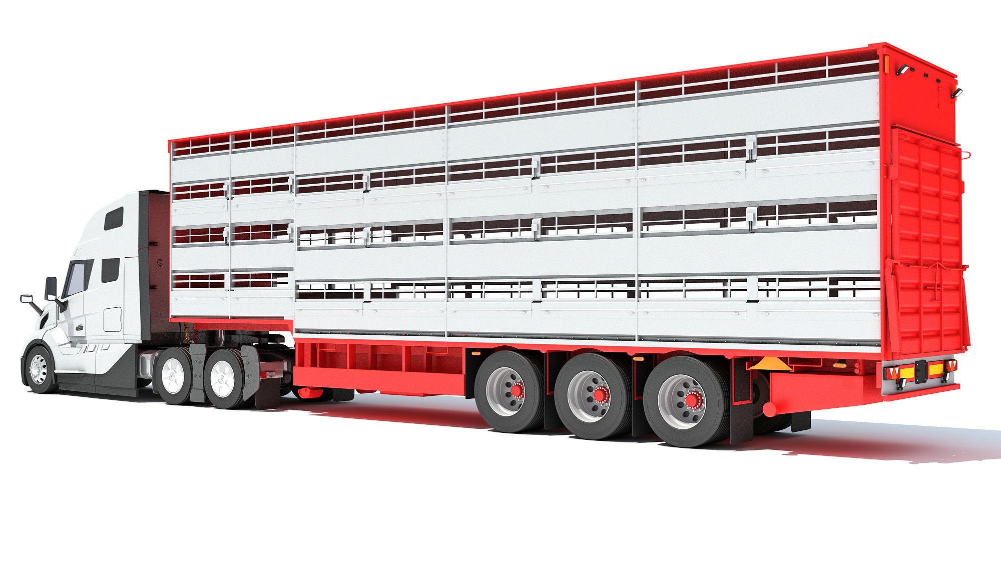 2014 Animal Transporter Semi Truck and Trailer 3D model_2