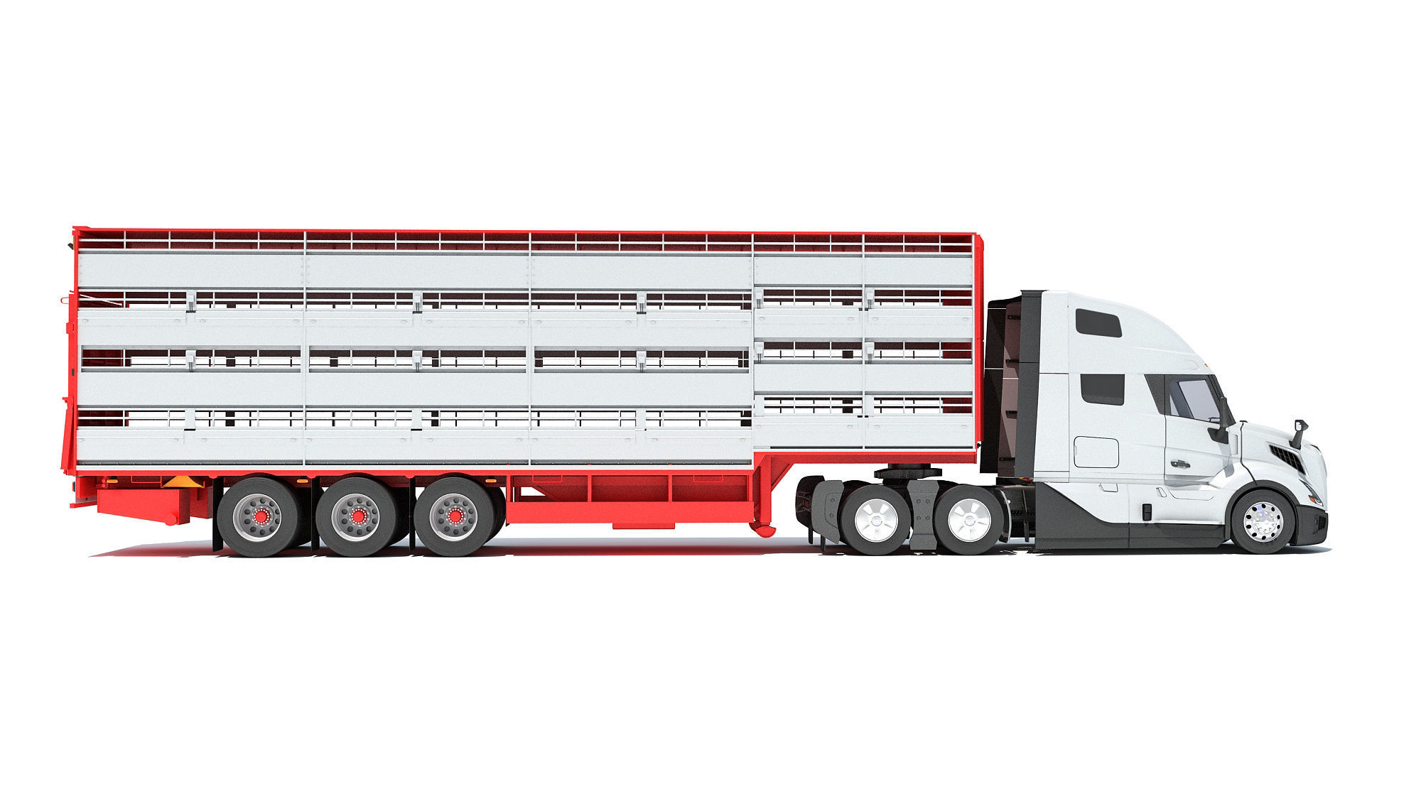 2014 Animal Transporter Semi Truck and Trailer 3D model_5