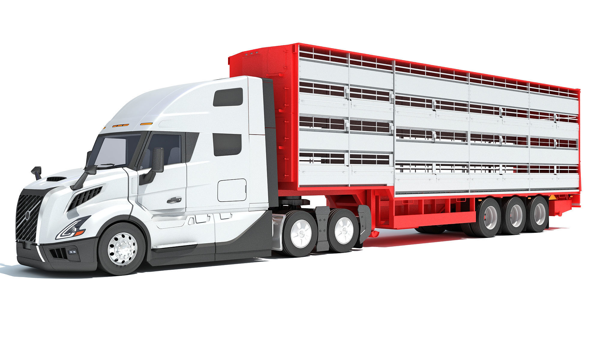 2014 Animal Transporter Semi Truck and Trailer 3D model_9