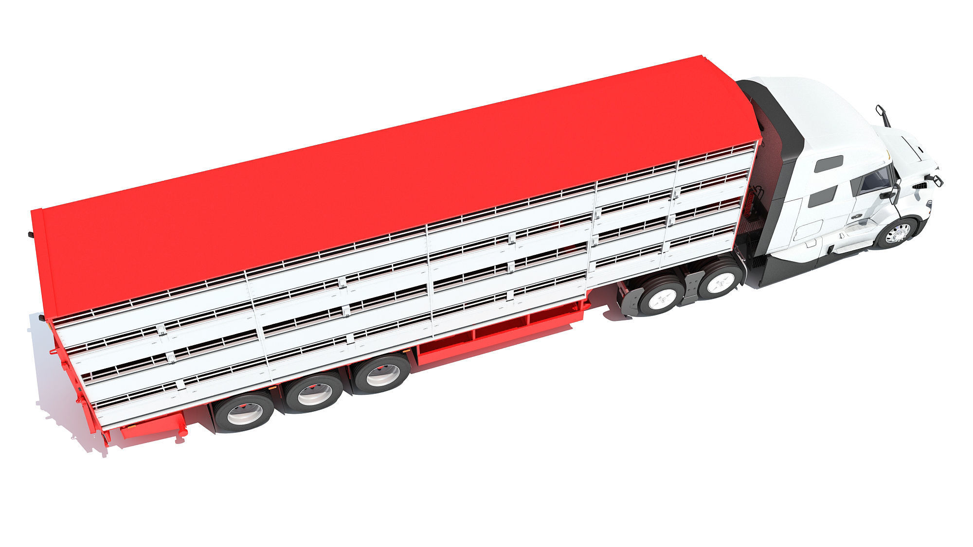 2014 Animal Transporter Semi Truck and Trailer 3D model_6