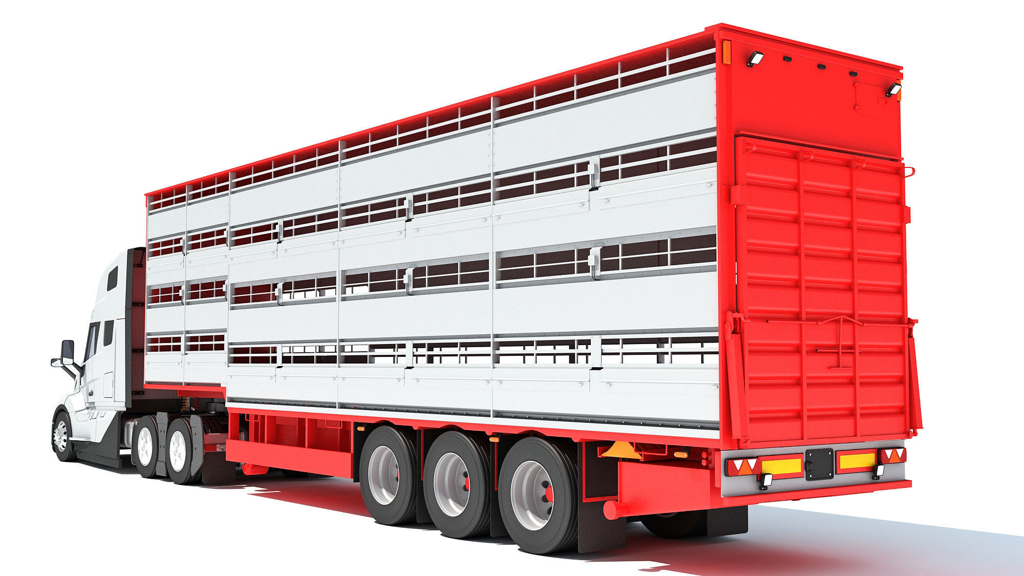 2014 Animal Transporter Semi Truck and Trailer 3D model_3