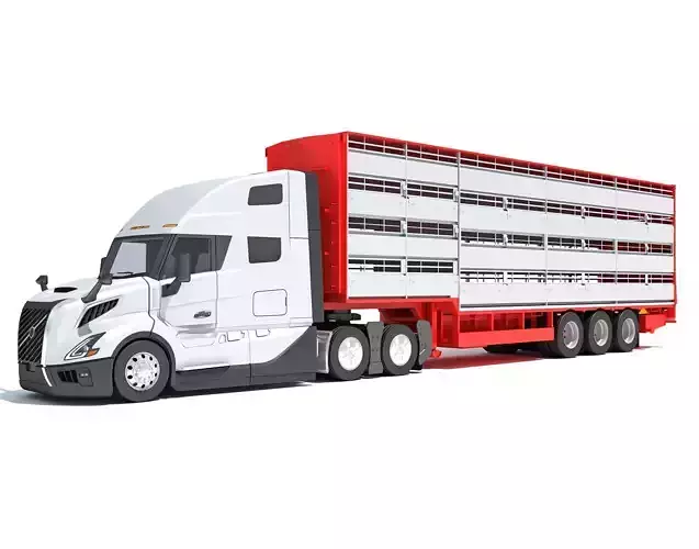 2014 Animal Transporter Semi Truck and Trailer 3D model