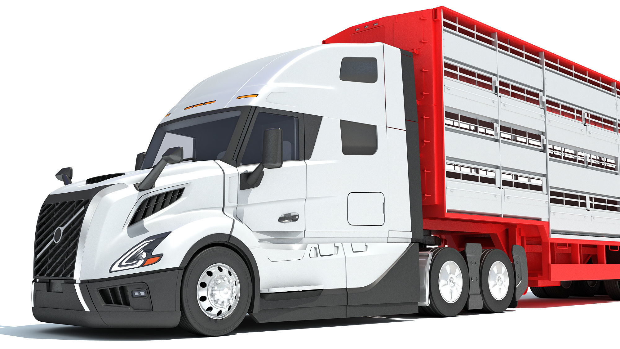 2014 Animal Transporter Semi Truck and Trailer 3D model_12