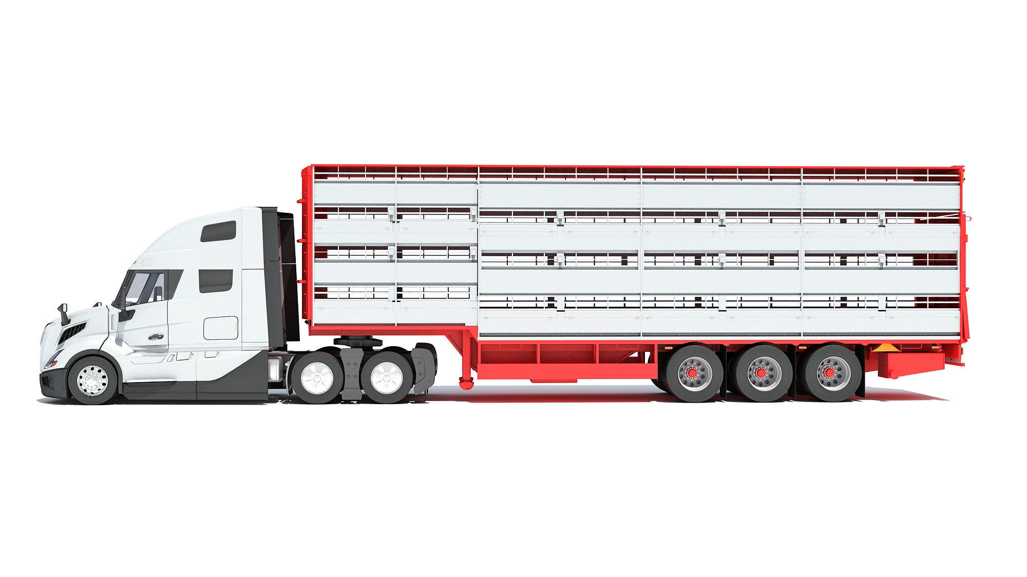 2014 Animal Transporter Semi Truck and Trailer 3D model_1
