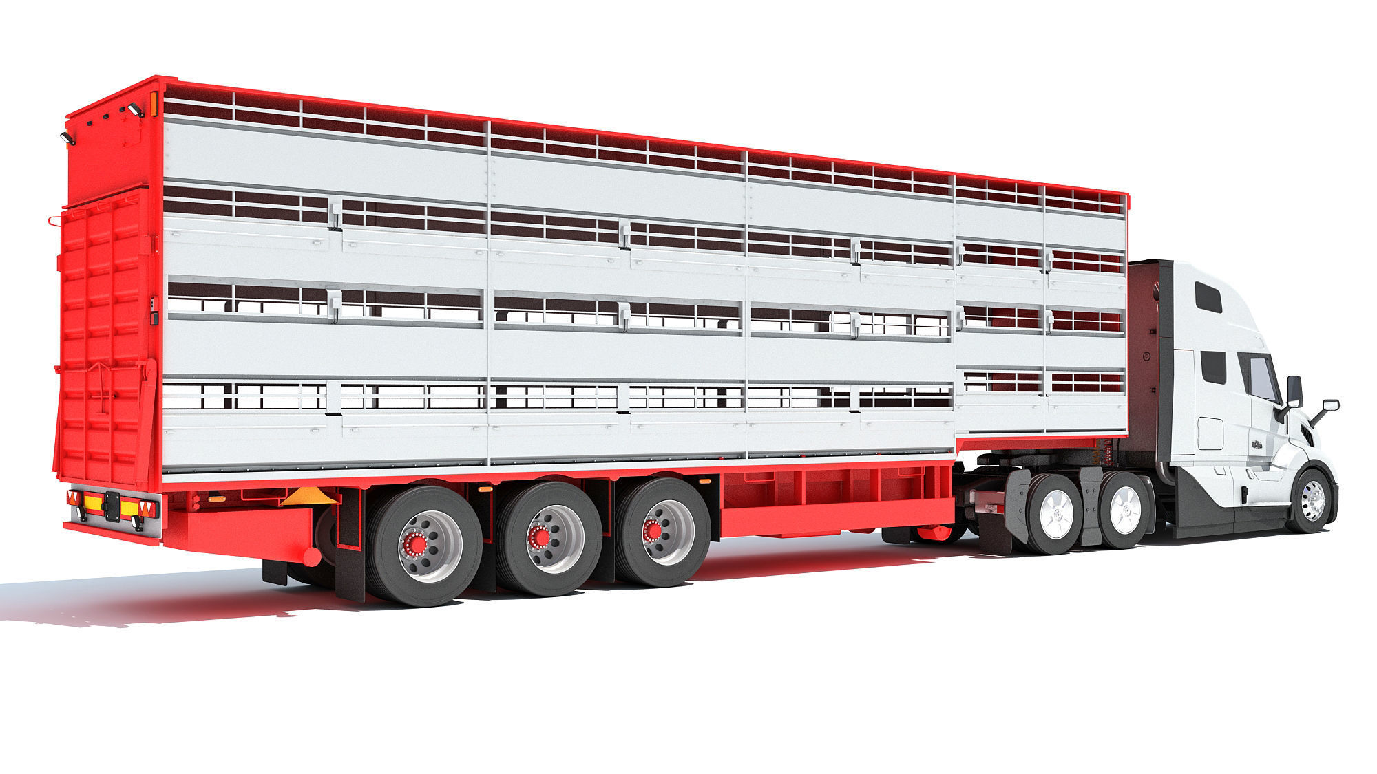 2014 Animal Transporter Semi Truck and Trailer 3D model_4