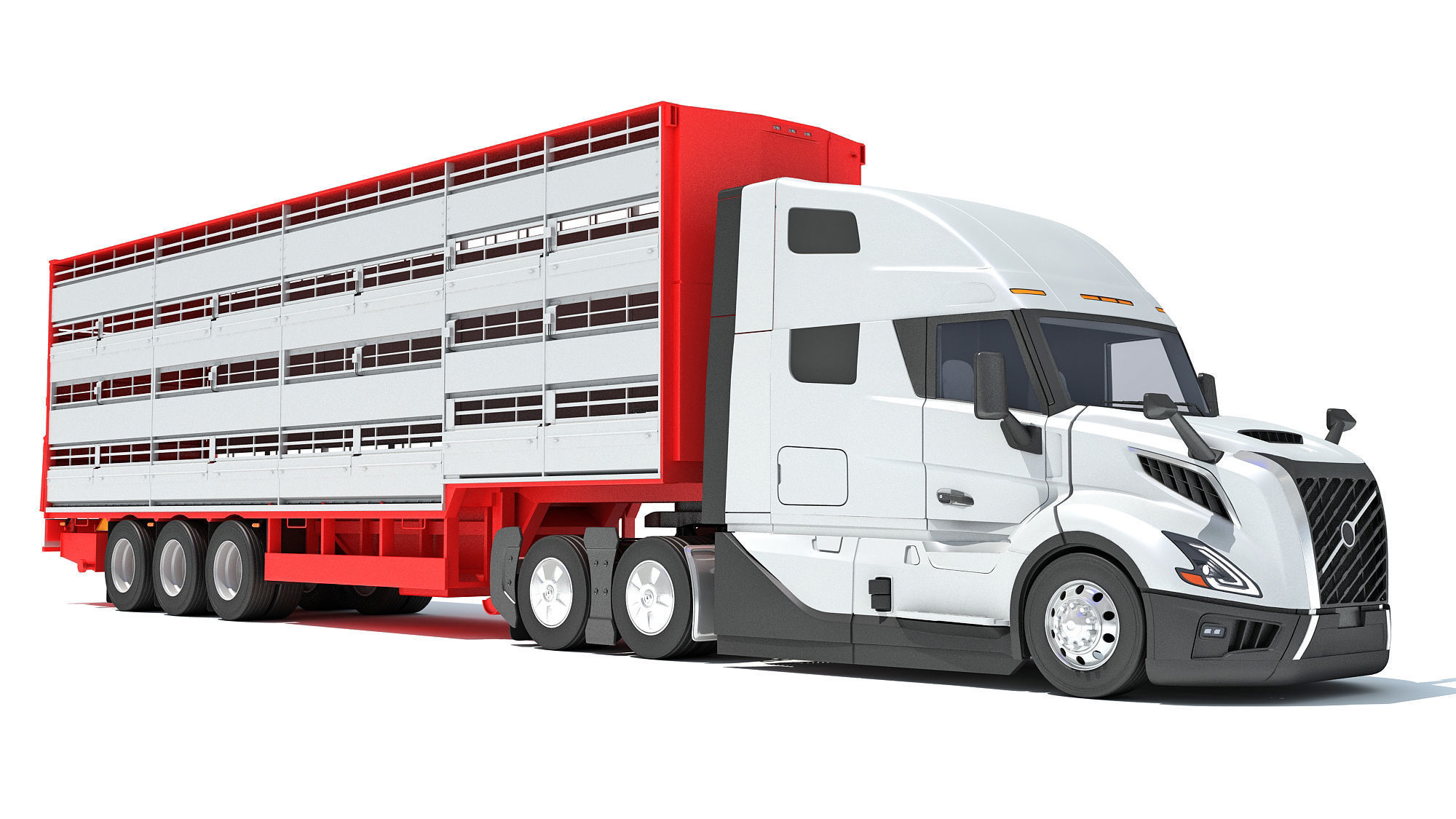 2014 Animal Transporter Semi Truck and Trailer 3D model_8