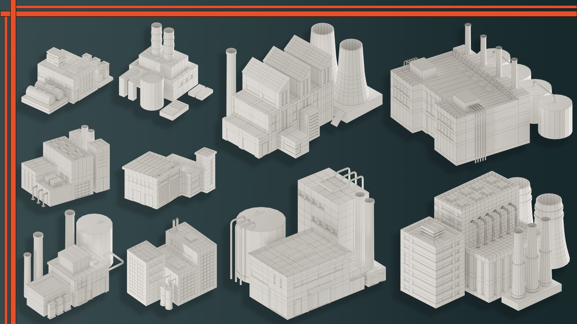 Factory Building VOL-04 Low-poly 3D model_11