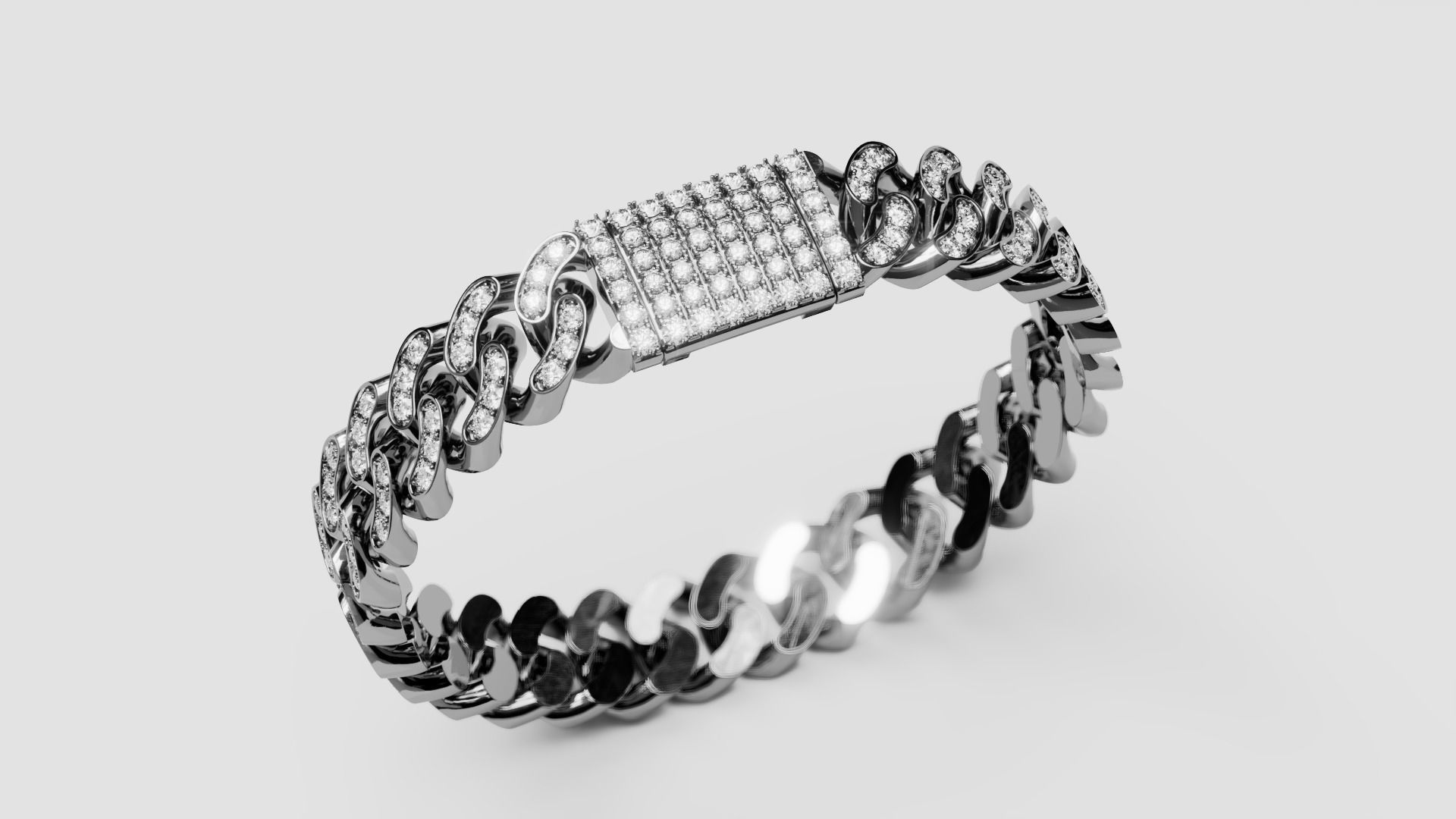 Cuban Chain Bracelet 16 3D print model_1