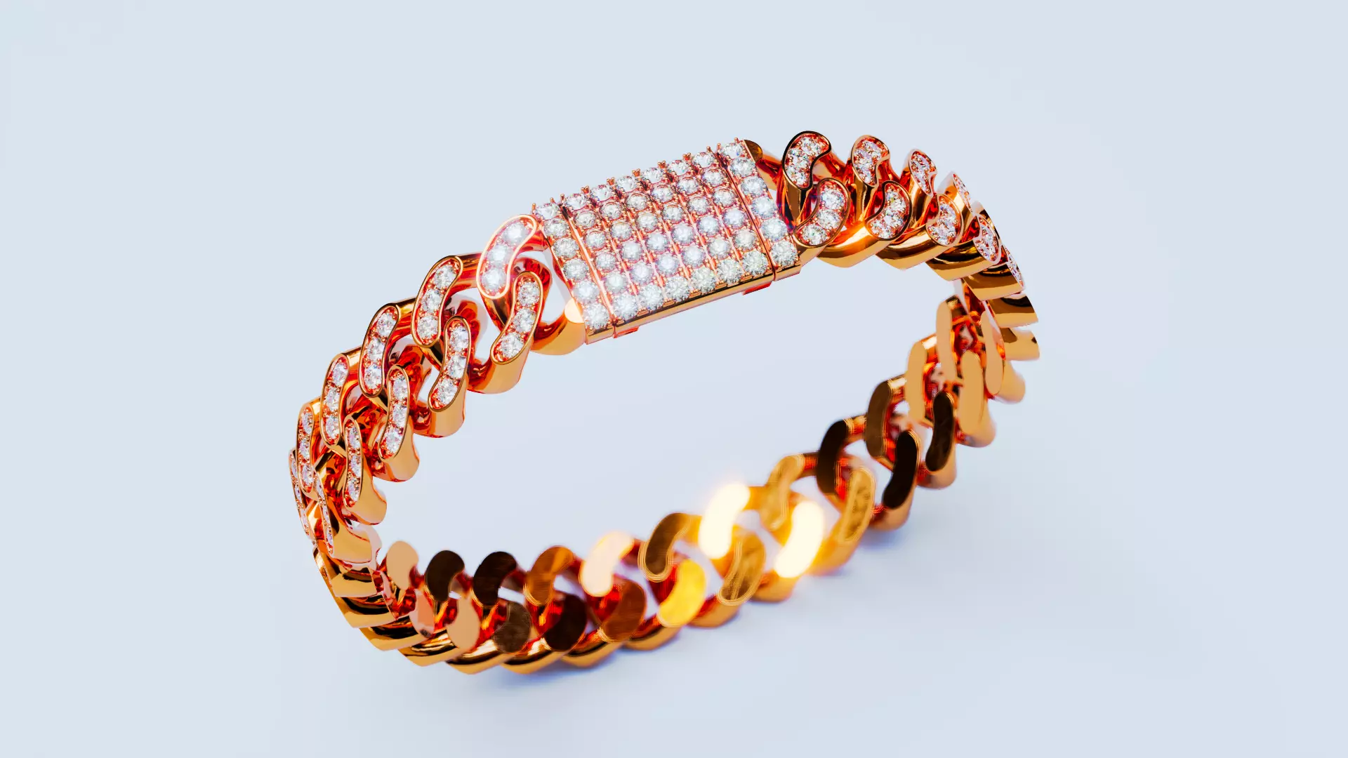 Cuban Chain Bracelet 16 3D print model_0